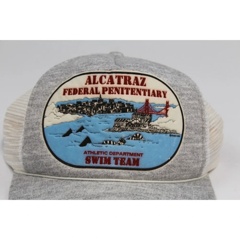 VTG.Alcatraz Federal Penitentiary Swim Team Trucker Baseball Cap Hat Adjustable